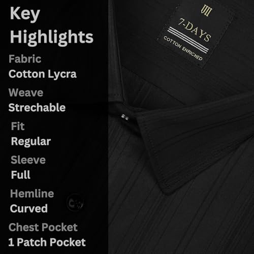 Image of 7-DAYS Premium Men's Formal Shirts - Cotton, Self-Design, Full Sleeve, Regular Fit, with Pocket, Stylish Office Shirts for Men