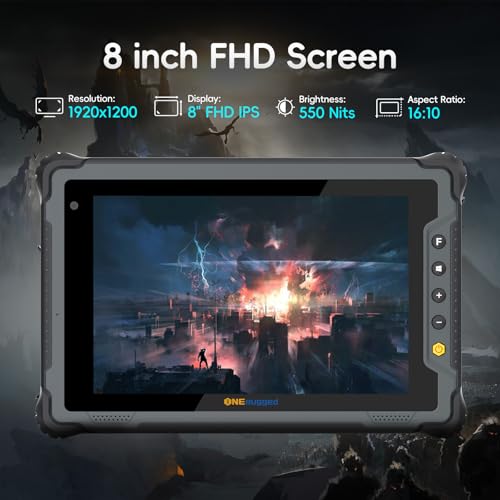 ONERugged Rugged Tablet M80N, 8 Inch Windows 11 Pro Tablet, 8GB+128GB, Intel N150, IP65 Waterproof, MIL-STD 810H, 5000mAh, Industrial Outdoor Work PC w/ 8MP + 5MP Camera, 4G LTE/WiFi/BT 5.2/NFC Grey - Image 3