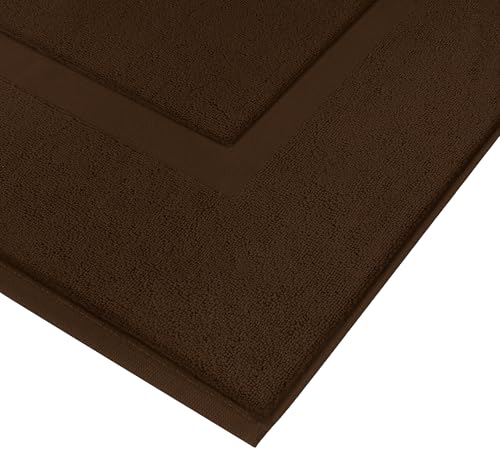 Utopia Towels Cotton Banded Rug, Bath Mats, Not a Bathroom Rug, 21 by 34 Inches, 100% Ring Spun Cotton, Highly Absorbent Shower Bathroom Floor Mat, Dark Brown, 2 Pack