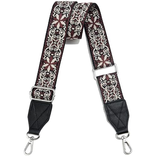 Image of Purse Strap,1.5 inch Leather End Shoulder Strap Adjustable Replacement,Retro Multi-Pattern Crossbody Bag Straps