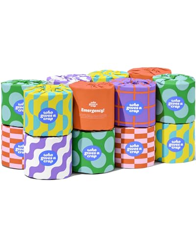 Who Gives A Crap | 100% Recycled Toilet Paper 16 Rolls 330 Sheets Soft & Strong Virgin Tree Free Bulk Toilet Paper
