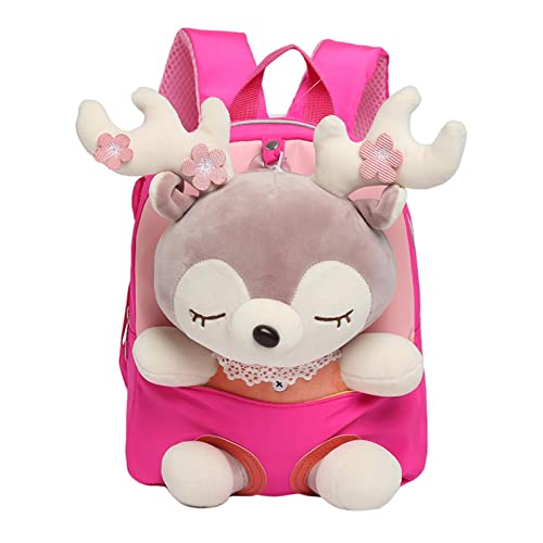 Plüsch Rentier Rucksack Für Kinder, Kleinkind Schultasche mit Abnehmbarer Rentier Puppe, Mini Cartoon Kinder Rucksack, Baby Mädchen Kuscheltier Handtasche (1-5 Jahre) Cover