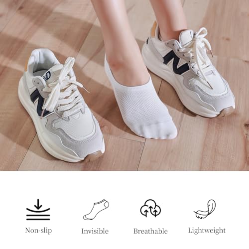 Image of 6 Pairs No Show Socks Womens Cotton Low Cut Non Slip Casual Socks Invisible Flat Boat Liner Socks (5-9 Size)