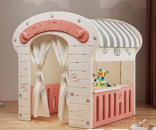 JOGIO キッズテント 折りたたみ 子どもテント 女の子 男の子 おもちゃ テントハウス 子供部屋屋外 室内 庭 遊具 知育玩具 秘密基地 遊び小屋 おままごと 隠れん坊ゲームテント北欧 (98*92*115cm,プリンセスピンク)