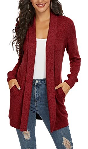 Tribear Women's Long Sleeve Open Front Loose Casual Lightweight Kimono Cardigan3