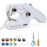 ダブルスレッド手ミシン ポータブルハンディビギナー電動ミシン布生地カーテンDIY家庭用・旅行用 補修 オーバーロックミニミシン