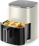Sweetcrispy 6QT Air Fryer with Window, Square Airfryer Oven 12-in-1 for Family, 400°F Rapid Air Crispy Technology, Roast Bake Dehydrate, Nonstick & Easy-Clean Basket, White