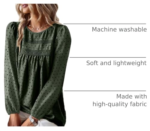 Image of Falechay Womens Tops Flowy Boho Dressy Casual Lace Cute Long Sleeve Shirts