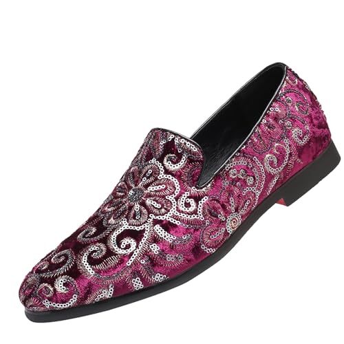 Hombres Casual Moda Lentejuelas Zapatos Individuales UN Pie Boarding Set Pie Zapatos de Hombre Zapatos de Soja Zapatos de Hombre Zapatos de Hombre 42 Negro, rojo, 48 EU