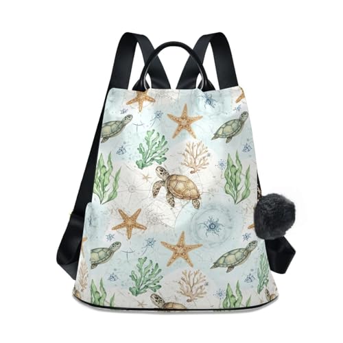 Sac à dos motif tortues de mer aquarelle avec système antivol discret