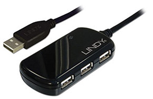 Lindy 8m USB 2.0 Active Extension 4 Port Hub Pro, Long Distance Repeater, Extends 4 USB Devices, PCs, Laptops, Xbox, PS4, PS5, VR Headset, Printer, Scanner, Webcam, Interactive Whiteboards