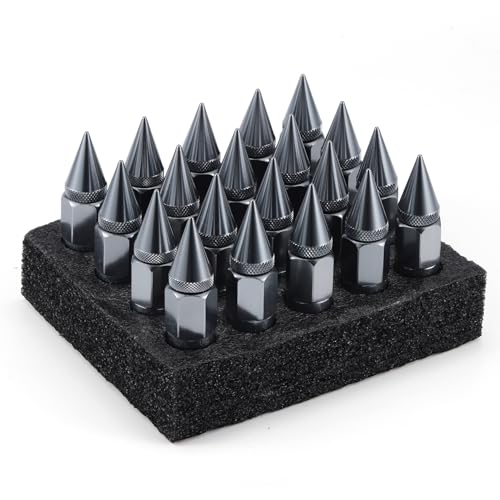 Image of SINGARO 20PCS M12X1.5 Wheel Lug Nuts, Cap Spiked Extended Tuner 60mm Aluminum Wheels Rims Lug Nuts (Gray)