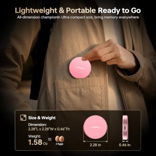Image of DIGIERA 1TB Magnetic Portable SSD, External Solid State Drives with USB-C 3.2 Gen 2x2, Speed Up to 2000MB /s, Compact & Durable, Compatible with iPhone 15 /16 Series and Other USB-C Devices, Pink