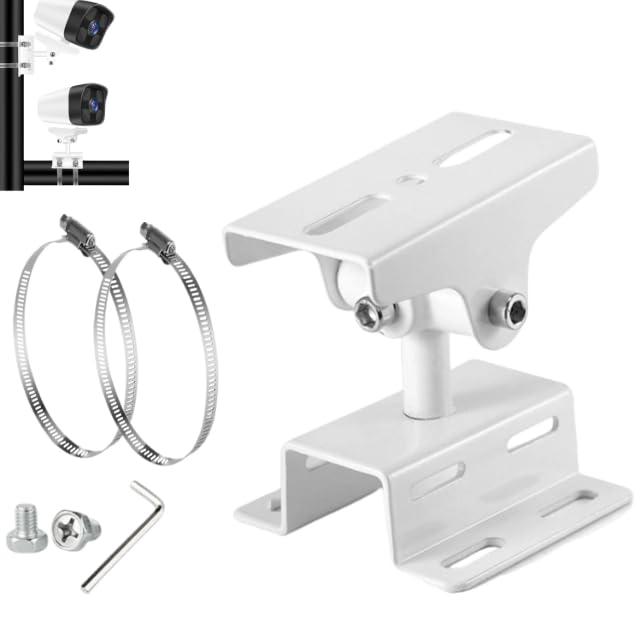 CCTV Security Camera Pole Mount Bracket, 360° Rotation, 100mm Loops, Indoor Outdoor Direct Pole Mounting, White-image-38