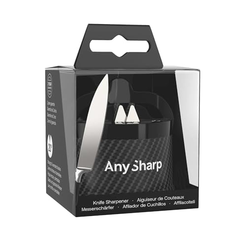 AnySharp Knife Sharpener, Hands-Free Safety, PowerGrip Suction, Safely Sharpens All Kitchen Knives, Ideal for Hardened Steel & Serrated, World's Best, Compact, One Size, Carbon Fibre Design - Image 11
