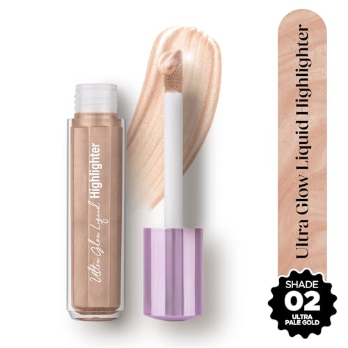 Image of Hilary Rhoda Ultra Glow Liquid Highlighter | Illuminating & Glitter Liquid Highlighter | Dewy Finish | Cruelty-Free & Vegan | Luminescent Finish | Weightless -3.8g (Ultra Pale Gold - Shade 02)