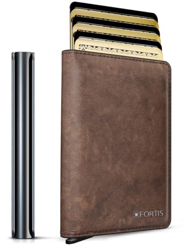 GRATIA Slim Wallet for Men - RFID Blocking, Minimalist Credit Card Holder, Stylish Men Wallet for Security & Convenience, Front & Back Pocket Cardholder, Holds 8 Cards (Brown)