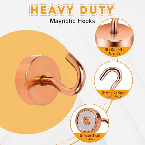 Image of Neosmuk Magnetic Hooks Steel Tube Design for Cruise,40lb+ Bronze,10 Pack | Cruise Ship Essentials,Heavy Duty Magnett Hooks for Cabins, Refrigerator, Grill, Hanging, and Travel Extra Strong Must-Haves