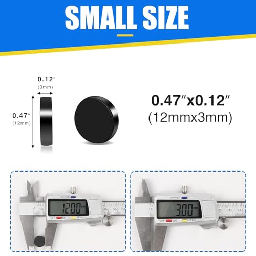 Image of TRYMAG 30Pcs Black Strong Rare Earth Small Round Fridge Magnets for Whiteboard, Neodymium Magnets Locker for Crafts, Scientific Models - 0.47 inch D x 1 /8 inch H