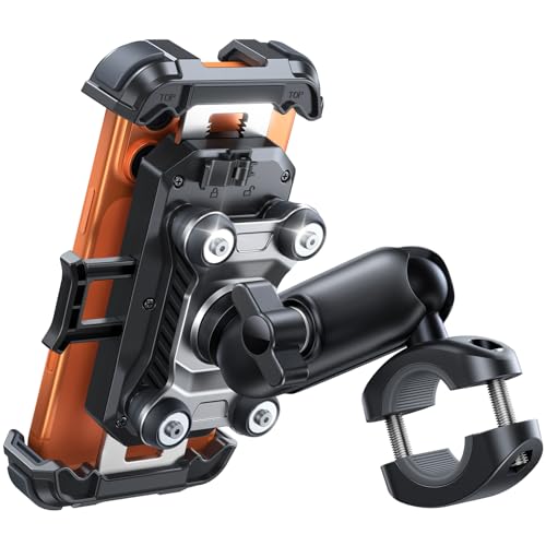 JOYROOM Motorcycle Phone Mount Holder - [Dual Vibration Dampener]100mph Anti-Shock Phone Holder for...