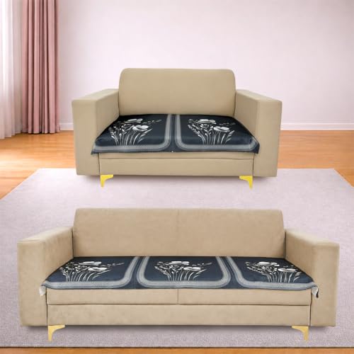 Image of Homerz Premium Waterproof Jasmine Joe Sofa Seat Cover - Floral Printed Sofa Protector | Non-Slip, Washable & Durable Sofa Protector (Grey, 5 (3+2) Seater)
