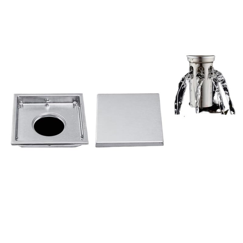 Sumidero Ducha Inserto de azulejo, Rejillas de residuos de Suelo cuadradas, desagüe de Ducha de baño, desagüe de Suelo, Drenaje Antiguo, Cabello Invisible Filtro Desague Ducha(Black Drain)