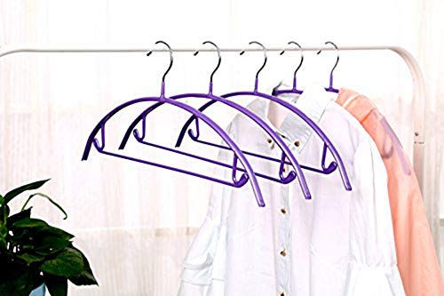 Deluxe Hanger Clothes Hanger VANORIG Durable High Manganese Steel Hangers PVC Resin Coating Clothing Hanger ,Pack of 5 (Purple)