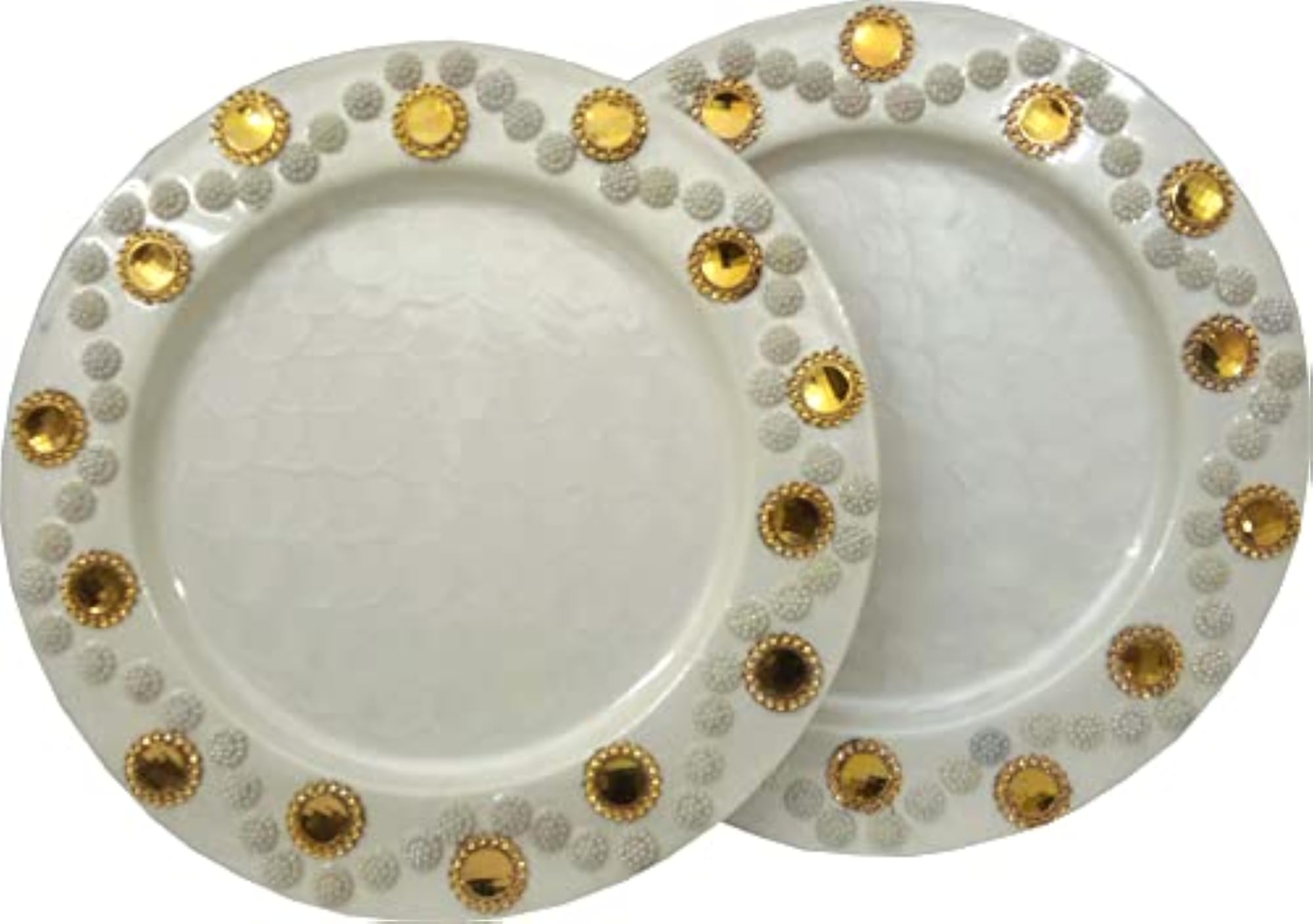 Multipurpose Handcrafted Golden Floral Design Serving Plate