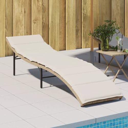 Transat de Jardin, en Rotin Synthétique avec Coussin, Dossier Réglable 3 Positions, Structure Acier Résistante, Transat Jardin Exterieur, Bains de...