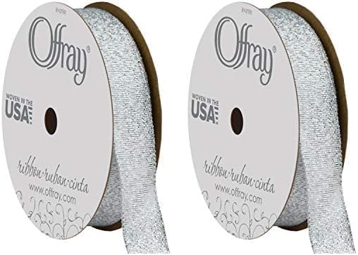 Offray Cinta para manualidades Galena de 58 pulgadas de ancho, 4 yardas, color plateado (paquete de 2)
