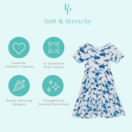 Posh Peanut Girls Dresses – Soft Toddler Twirl Dress Made with Viscose from Bamboo – Fall, Spring, Summer Dresses for Girls (2 Years) Sharks3