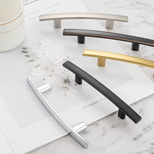 Koofizo Curved Bar Cabinet Pull - Brushed Nickel Furniture Arch Handle, 5 Inch/128Mm Screw Spacing, 10-Pack For Kitchen Cupboard Door, Bedroom Dresser Drawer, Bathroom Wardrobe Hardware #TOP7