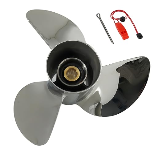 QIKIRUO 50HP,60HP,70HP,75HP,80HP,85HP,90HP,100HP,115HP,130HP Stainless Steel Outboard Propeller fit Yamaha Motor,15 Spline Tooth,RH（Stainless Steel,13x19）