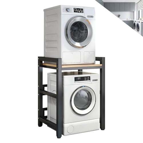 Meuble lave-linge et sèche-linge étagère gain de place pour buanderie balcon et salle de bain