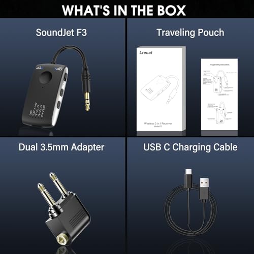 Image of Bluetooth 5.4 Transmitter Receiver for 2 AirPods or BT Devices, Wireless Adapter for Flight, TV, PC and Gym, Switch, Bluetooth Wireless Transmitter with Dual Link AptX Adaptive /Low Latency /HD Audio