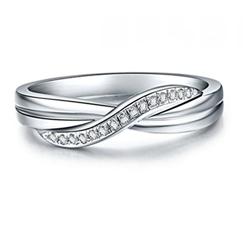 THREE MAN Sterling Silver Wedding Band Ring for Women X Style Brief Design 925 Silver Female Anniversary Riings 18K White Gold Plated2