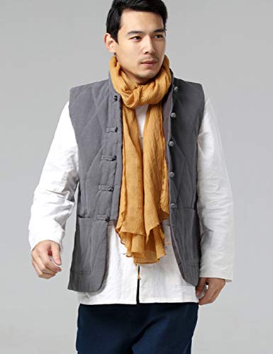 LUZU JUNU Men's Kung Fu Shirt Traditional Chinese Style Waistcoat Vintage Sleeveless Vest Jacket3