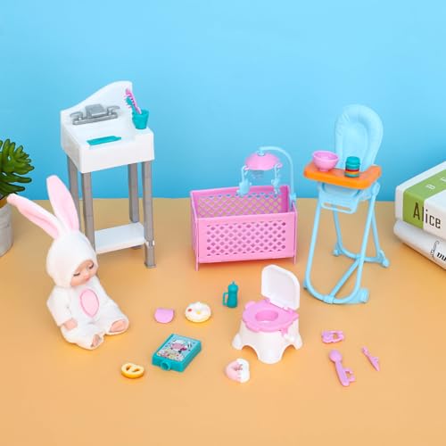 Muñecas miniatura 16 piezas con accesorios 4 pulgadas miniatura 3