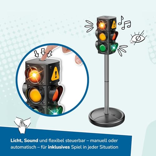 alldoro 60230 XXL-Verkehrsset mit Ampel, 10 Verkehrsschildern (75 cm) & 4 Pylonen, Verkehrserziehung für Kinder, Indoor & Outdoor, Orange