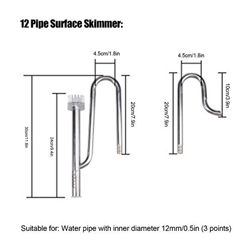 Fdit Aquarium Ölfilm Skimmerrohr Edelstahl Aquarium Zufluss Abflussrohr Aquarium Ölfilm Skimmer Filter für Aquarium und Aquarium(12)