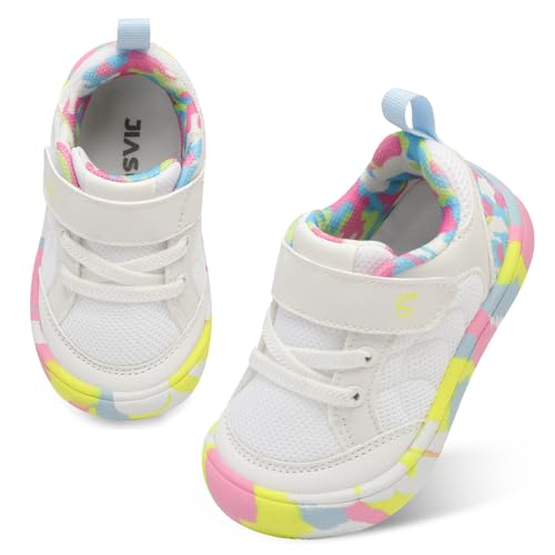 JIASUQI Toddler Shoes for Boys Wide Toe Sneaker Girls White Sneakers Tennis Shoes for Toddler Boys Size 6-6.5