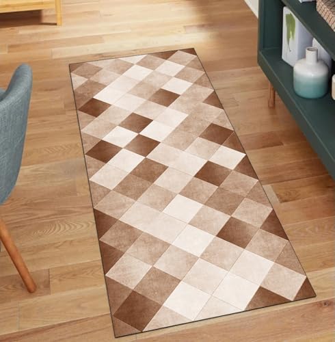 Alfombra de cocina antideslizante y lavable de pasillo con diseño patchwork largo 2