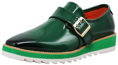 Enzo Romeo FREL Men's Patent Monk Strap Buckle Slip On Loafer Dress Shoes3