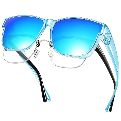 Image of URUMQI Polarized Sunglasses Fit Over Glasses for Men Women, Oversized Square Sun Glasses UV400 Protection