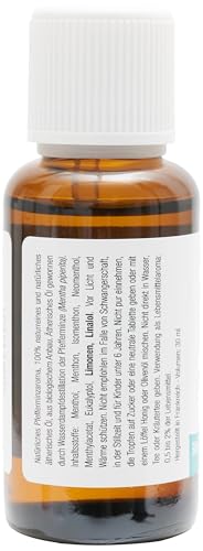 Pfefferminzöl BIO | 30 ml Ätherisches Öl 100% Naturrein | Minzöl gegen Kopfschmerzen Migräne | Pfefferminz Aroma Zum Verzehr | Diffuser Duftöl Duftlampe Aromatherapie Minze Pur auch China Öl genannt