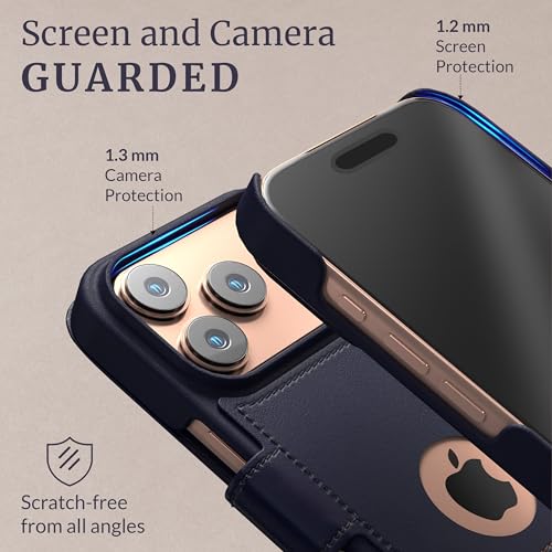 LUPA Legacy for iPhone 17 Pro Wallet Case, Ultra Slim & Protective, Shockproof, Credit Card Holder, Wireless Charging Compatible, Premium Vegan Leather, Folio Cover (6.3") Desert Sky (Blue & Brown) by LUPA Legacy - Used condition - Image 4