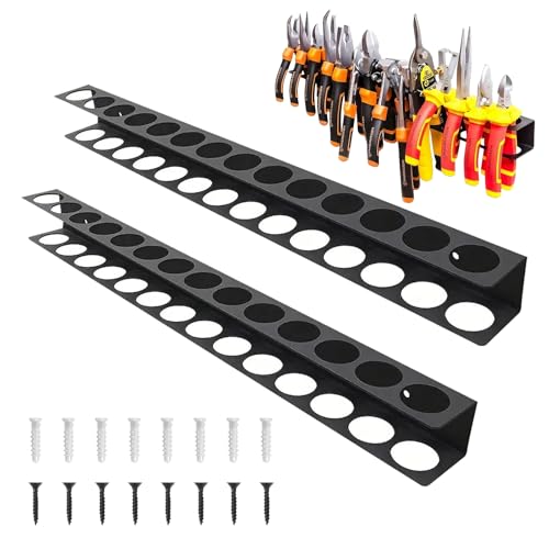 Zyluniy Organizer per Cacciaviti, 2 pezzi Organizzatore per chiavi a pappagallo, Cacciaviti Organizer da Parete, Portacacciaviti e pinze per garage (Nero)