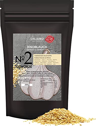 250g Knoblauch getrocknet und grob gehackt, 2-4mm, Knoblauch