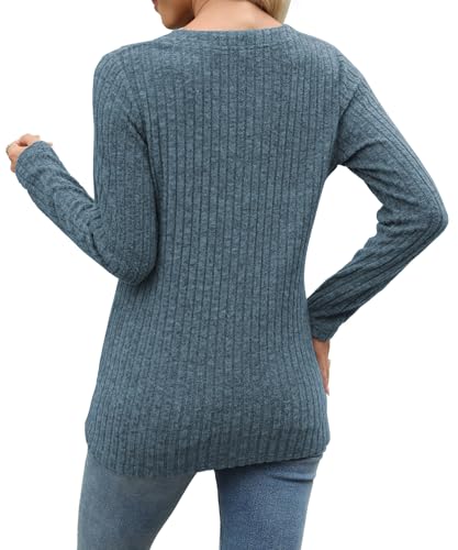 Image of XMTOPYE Sweaters for Women Fashion Long Sleeve Tops Pullover V Neck Casual Loose Sweatshirt