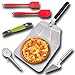 Skórka pizzy łopatka patelnia zestaw narzędzi składany uchwyt piekarnika i grilla 12 cali akcesoria 6 w 1 nóż kołyska stal koła taca łopata pieczenia produkcja w domu pizza ciasto / chleb /Ciasteczka (stal nierdzewna)
